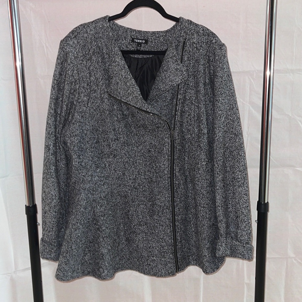 Asymmetrical Zip Front Ruffle Coat Jacket